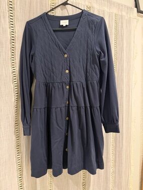 Sundays Navy Long Sleeve Dress